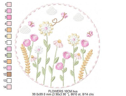 Flower Garden embroidery designs - Flower and Butterfly machine embroidery pattern - Floral bouquet Kitchen Towel - Instant digital download (Copy) Marcia Embroidery