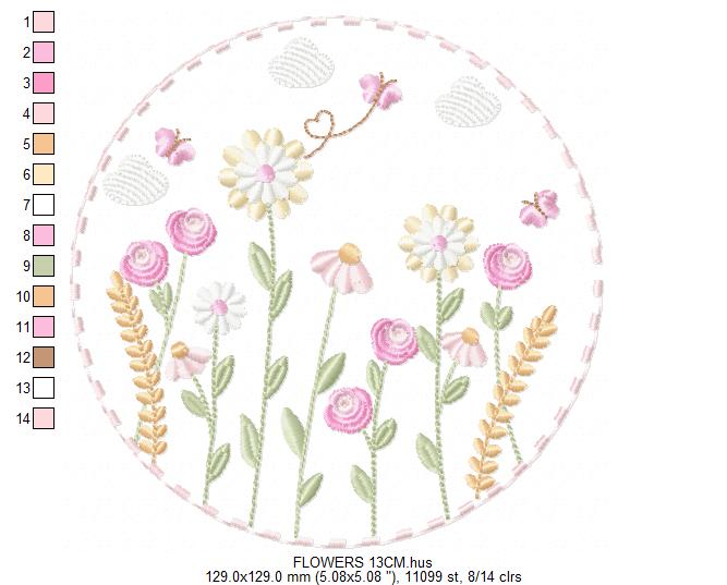 Flower Garden embroidery designs - Flower and Butterfly machine embroidery pattern - Floral bouquet Kitchen Towel - Instant digital download (Copy) Marcia Embroidery