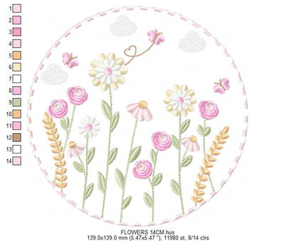 Flower Garden embroidery designs - Flower and Butterfly machine embroidery pattern - Floral bouquet Kitchen Towel - Instant digital download (Copy) Marcia Embroidery