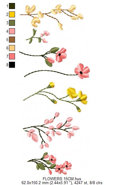 Flower Garden embroidery designs - Flower and Butterfly machine embroidery pattern - Floral bouquet Kitchen Towel - Instant digital download (Copy) (Copy) Marcia Embroidery