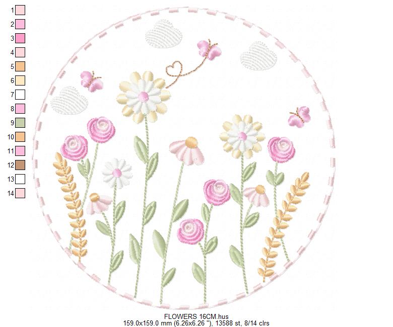 Flower Garden embroidery designs - Flower and Butterfly machine embroidery pattern - Floral bouquet Kitchen Towel - Instant digital download (Copy) Marcia Embroidery
