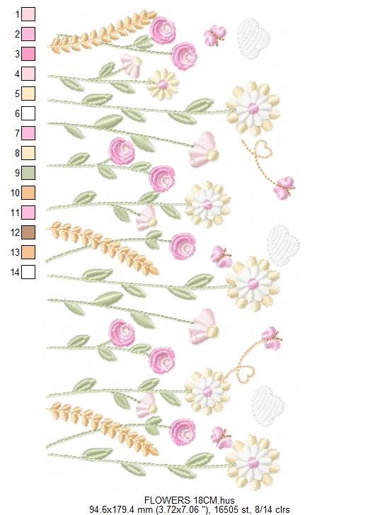 Flower Garden embroidery designs - Flower and Butterfly machine embroidery pattern - Floral bouquet Kitchen Towel - Instant digital download (Copy) Marcia Embroidery