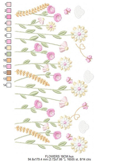 Flower Garden embroidery designs - Flower and Butterfly machine embroidery pattern - Floral bouquet Kitchen Towel - Instant digital download (Copy) Marcia Embroidery