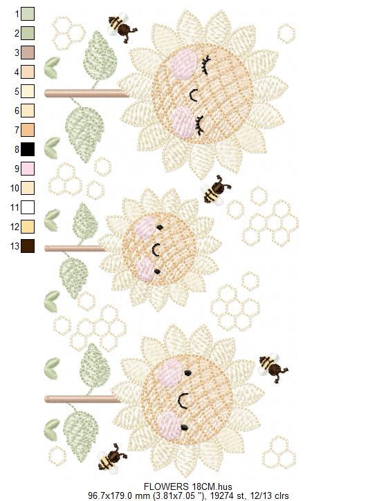 Daisies embroidery designs - Yellow Flowers machine embroidery pattern - Floral Grandma Kitchen towel - Instant digital download pes jef (Copy)