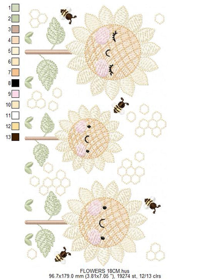 Daisies embroidery designs - Yellow Flowers machine embroidery pattern - Floral Grandma Kitchen towel - Instant digital download pes jef (Copy)