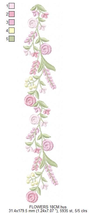 Floral Divider embroidery design - Line of Roses machine embroidery pattern - Floral Kitchen Towel - Instant digital download pes jef