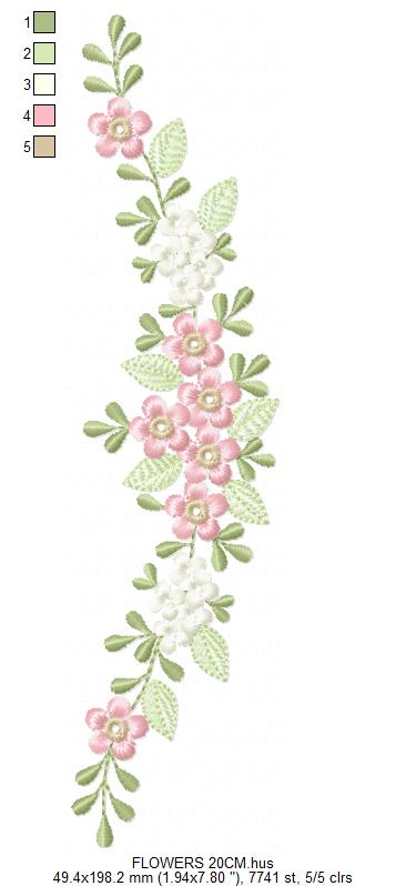 Floral Divider embroidery design - Flower Line machine embroidery pattern - Floral bouquet Kitchen Towel - Instant digital download pes jef