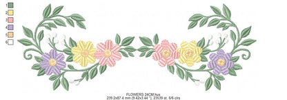 Floral flowers embroidery design - flowers frame machine embroidery pattern - Baby girl file - Instant digital download pes jef (Copy) Marcia Embroidery