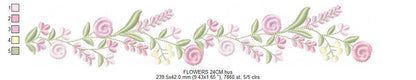 Floral Divider embroidery design - Line of Roses machine embroidery pattern - Floral Kitchen Towel - Instant digital download pes jef