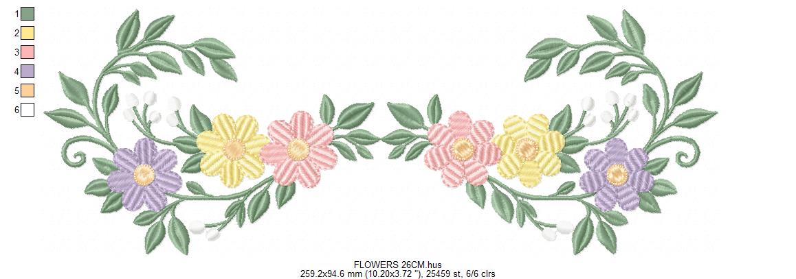 Floral flowers embroidery design - flowers frame machine embroidery pattern - Baby girl file - Instant digital download pes jef (Copy) Marcia Embroidery