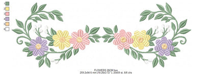 Floral flowers embroidery design - flowers frame machine embroidery pattern - Baby girl file - Instant digital download pes jef (Copy) Marcia Embroidery