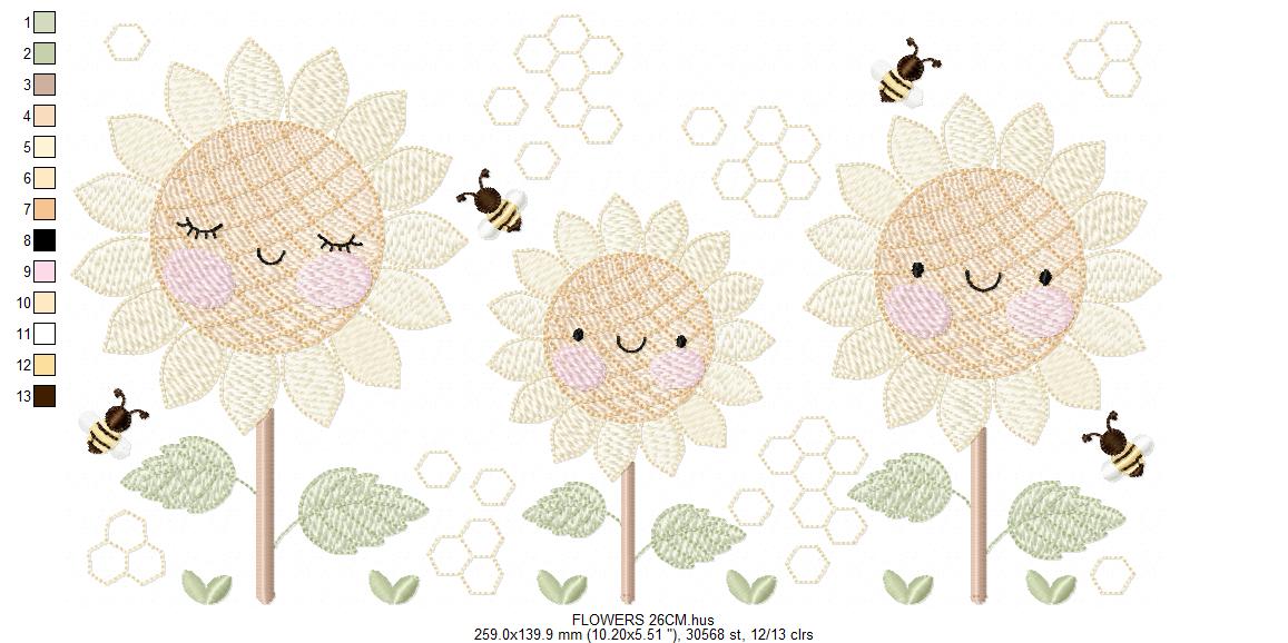 Daisies embroidery designs - Yellow Flowers machine embroidery pattern - Floral Grandma Kitchen towel - Instant digital download pes jef (Copy)