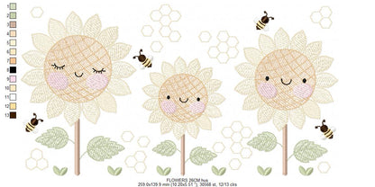 Daisies embroidery designs - Yellow Flowers machine embroidery pattern - Floral Grandma Kitchen towel - Instant digital download pes jef (Copy)