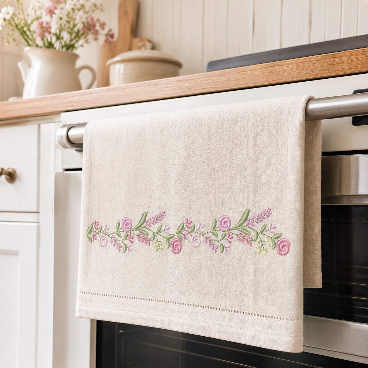 Floral Divider embroidery design - Line of Roses machine embroidery pattern - Floral Kitchen Towel - Instant digital download pes jef