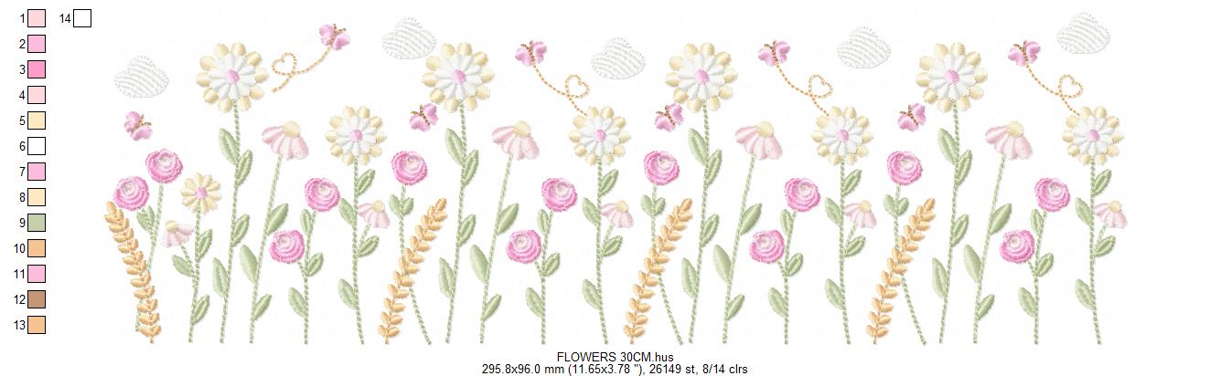 Flower Garden embroidery designs - Flower and Butterfly machine embroidery pattern - Floral bouquet Kitchen Towel - Instant digital download (Copy) Marcia Embroidery