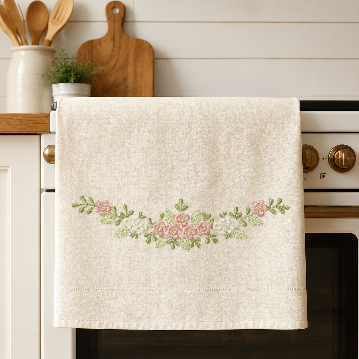 Floral Divider embroidery design - Flower Line machine embroidery pattern - Floral bouquet Kitchen Towel - Instant digital download pes jef