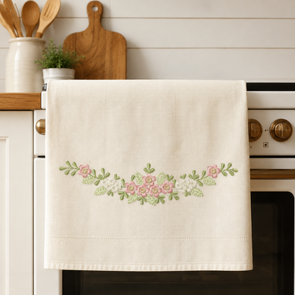 Floral Divider embroidery design - Flower Line machine embroidery pattern - Floral bouquet Kitchen Towel - Instant digital download pes jef