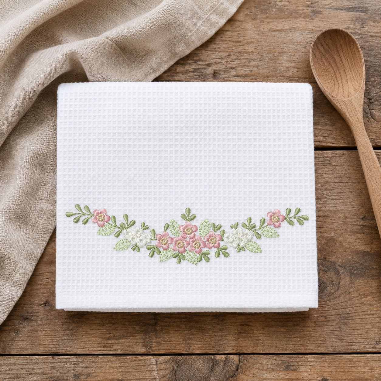 Floral Divider embroidery design - Flower Line machine embroidery pattern - Floral bouquet Kitchen Towel - Instant digital download pes jef