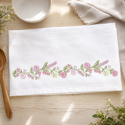 Floral Divider embroidery design - Line of Roses machine embroidery pattern - Floral Kitchen Towel - Instant digital download pes jef