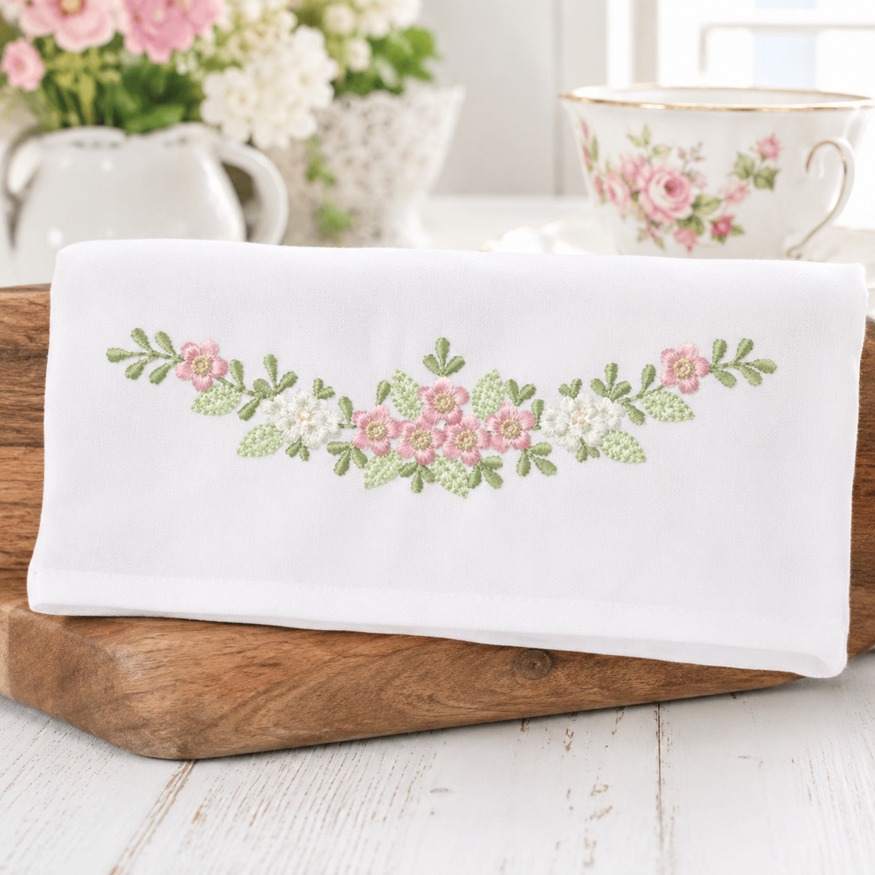 Floral Divider embroidery design - Flower Line machine embroidery pattern - Floral bouquet Kitchen Towel - Instant digital download pes jef
