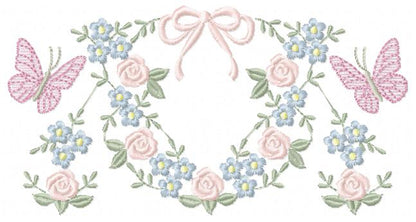 Flower with lace embroidery designs - Roses with butterfly embroidery machine embroidery pattern - Floral Kitchen towel - instant download (Copy) Marcia Embroidery