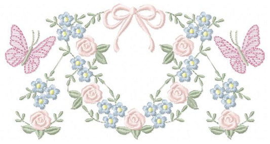Flower with lace embroidery designs - Roses with butterfly embroidery machine embroidery pattern - Floral Kitchen towel - instant download (Copy) Marcia Embroidery