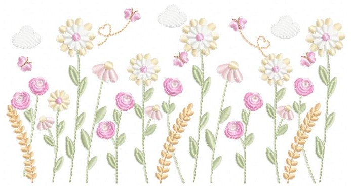 Flower Garden embroidery designs - Flower and Butterfly machine embroidery pattern - Floral bouquet Kitchen Towel - Instant digital download (Copy) Marcia Embroidery