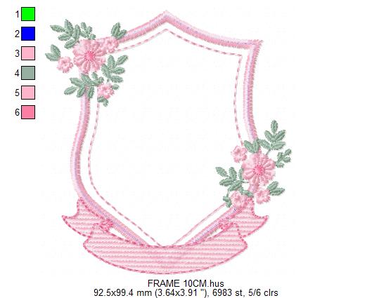 Monogram Frame embroidery design - Floral Frame machine embroidery pattern - Kitchen Tea Towel file - Instant digital - Marcia Embroidery
