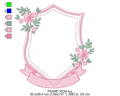 Monogram Frame embroidery design - Floral Frame machine embroidery pattern - Kitchen Tea Towel file - Instant digital - Marcia Embroidery
