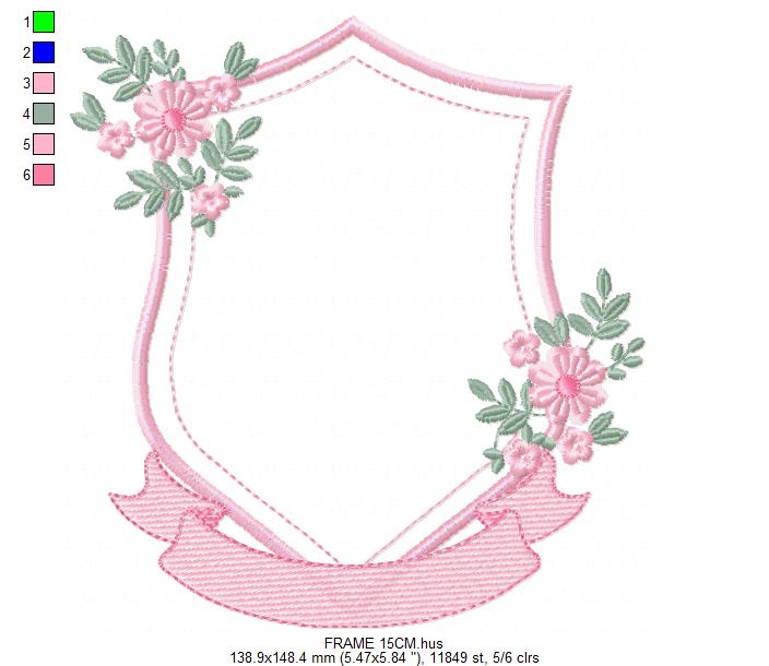 Monogram Frame embroidery design - Floral Frame machine embroidery pattern - Kitchen Tea Towel file - Instant digital - Marcia Embroidery