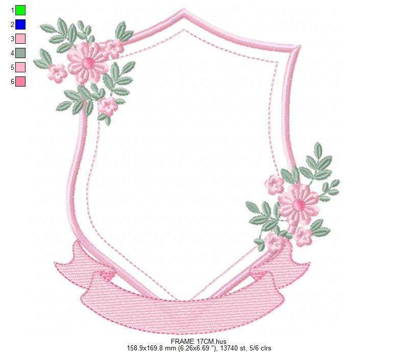 Monogram Frame embroidery design - Floral Frame machine embroidery pattern - Kitchen Tea Towel file - Instant digital - Marcia Embroidery
