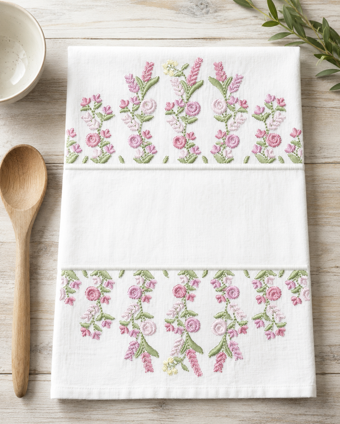 Floral frame embroidery design - Flower Frame with splir for name machine embroidery pattern - Floral bouquet Kitchen Towel - Instant digital download pes jef