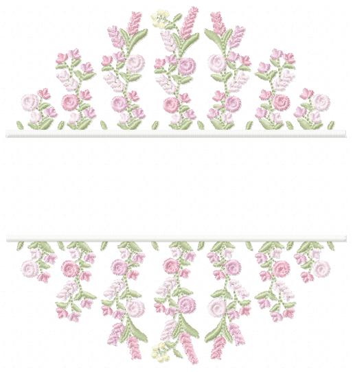 Floral frame embroidery design - Flower Frame with splir for name machine embroidery pattern - Floral bouquet Kitchen Towel - Instant digital download pes jef