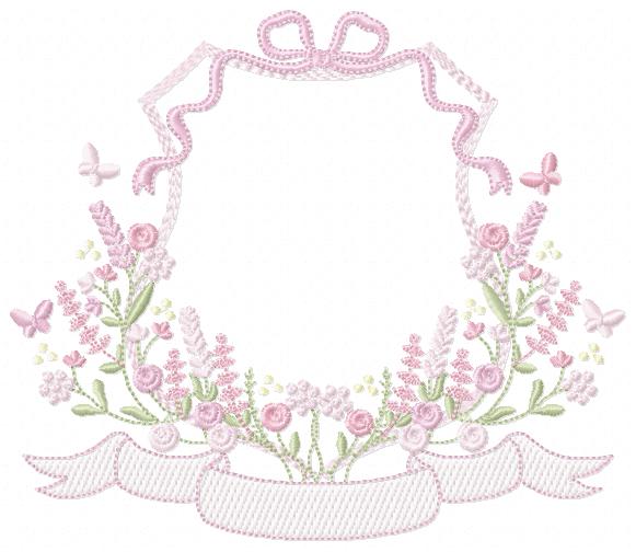 Floral frame embroidery design - Flower Frame with banner machine embroidery pattern - Floral bouquet Kitchen Towel - Instant digital download pes jef