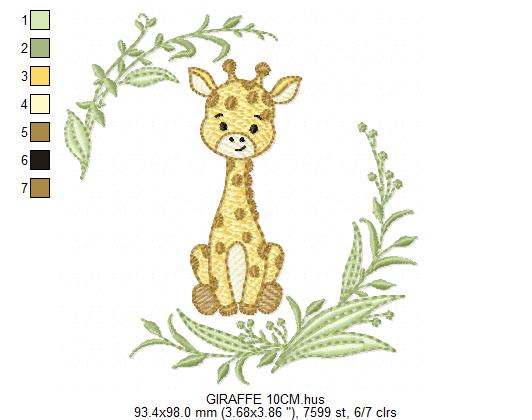 Giraffe embroidery design - Safari Wild Animal machine embroidery pattern - Instant digital download pes jef dst