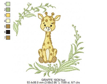 Giraffe embroidery design - Safari Wild Animal machine embroidery pattern - Instant digital download pes jef dst