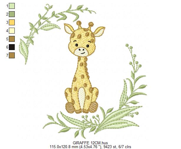 Giraffe embroidery design - Safari Wild Animal machine embroidery pattern - Instant digital download pes jef dst