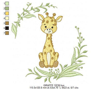 Giraffe embroidery design - Safari Wild Animal machine embroidery pattern - Instant digital download pes jef dst