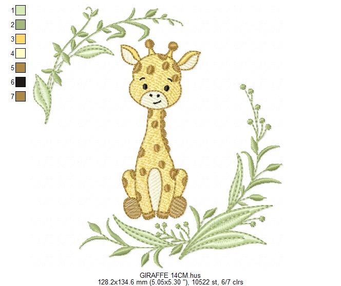 Giraffe embroidery design - Safari Wild Animal machine embroidery pattern - Instant digital download pes jef dst