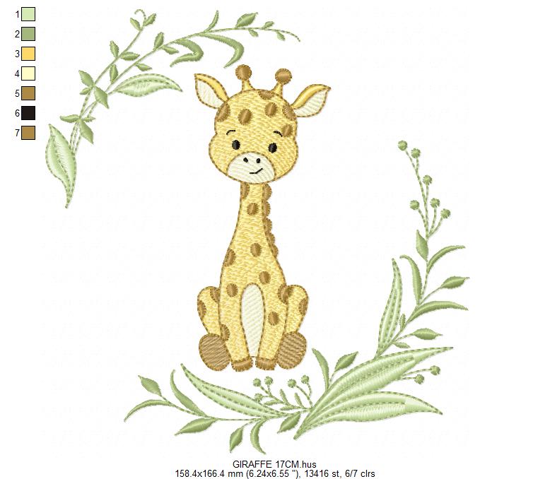 Giraffe embroidery design - Safari Wild Animal machine embroidery pattern - Instant digital download pes jef dst