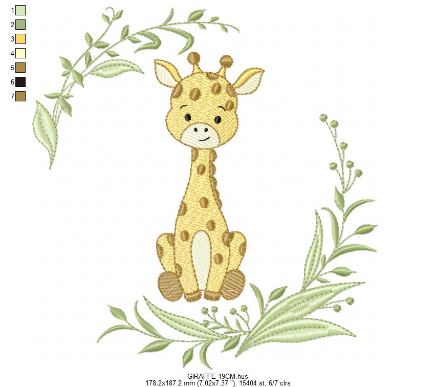 Giraffe embroidery design - Safari Wild Animal machine embroidery pattern - Instant digital download pes jef dst