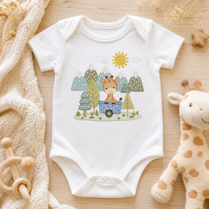 Giraffe with tree embroidery designs - Safari wild animal machine embroidery pattern - Baby boy file - Instant download pes