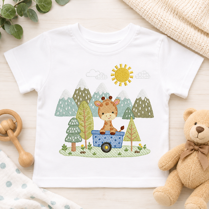 Giraffe with tree embroidery designs - Safari wild animal machine embroidery pattern - Baby boy file - Instant download pes