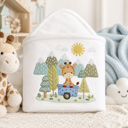 Giraffe with tree embroidery designs - Safari wild animal machine embroidery pattern - Baby boy file - Instant download pes
