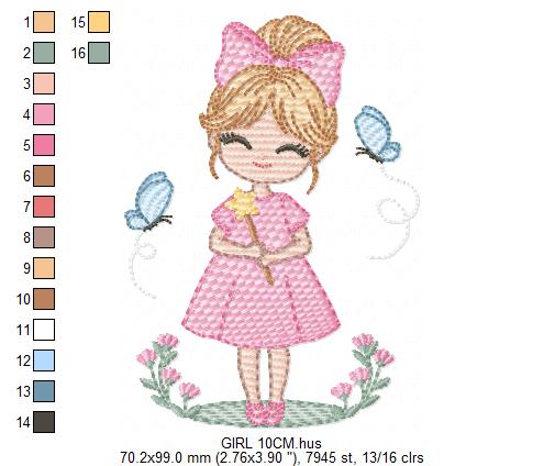 Baby girl embroidery designs - Girl with flowers and butterflies machine embroidery pattern - Princess embroidery - Instant digital download (Copy) Marcia Embroidery