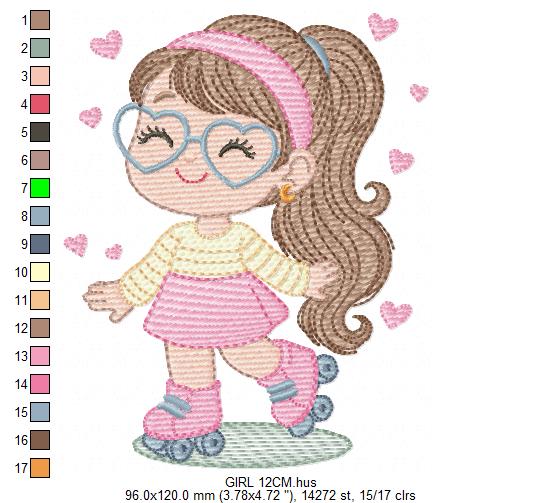 Girl embroidery designs - Flower girl embroidery design machine embroidery pattern - girl with flowers embroidery file butterfly embroidery (Copy) Marcia Embroidery
