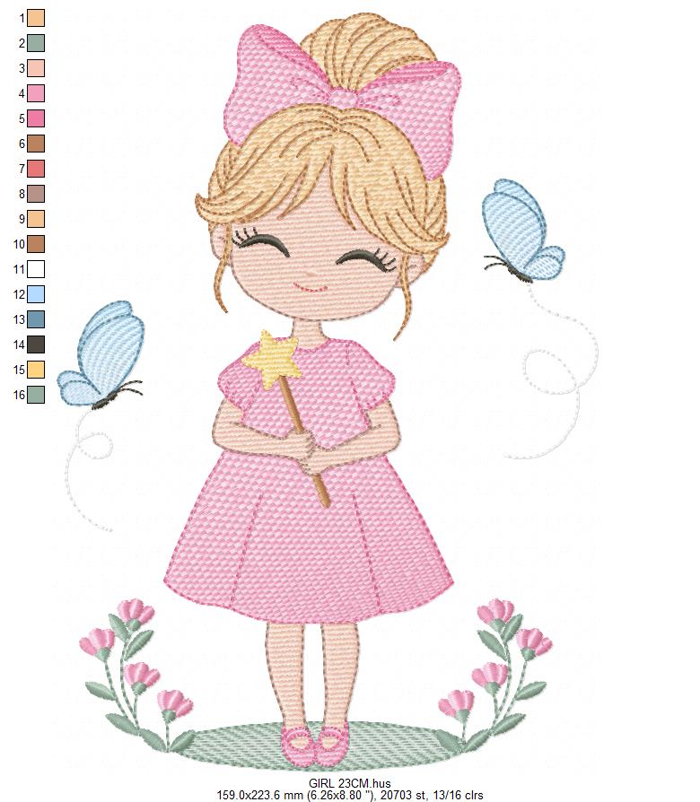 Baby girl embroidery designs - Girl with flowers and butterflies machine embroidery pattern - Princess embroidery - Instant digital download (Copy) Marcia Embroidery