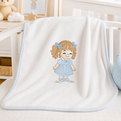 Baby girl embroidery designs - Toddler embroidery design machine embroidery pattern - Girl with curly hair - instant download
