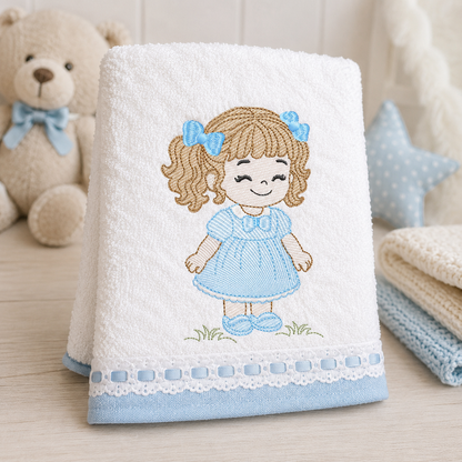 Baby girl embroidery designs - Toddler embroidery design machine embroidery pattern - Girl with curly hair - instant download