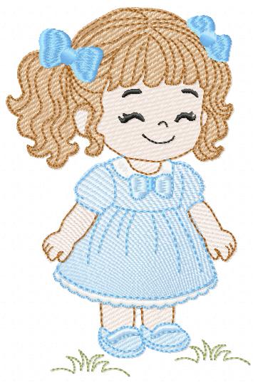 Baby girl embroidery designs - Toddler embroidery design machine embroidery pattern - Girl with curly hair - instant download